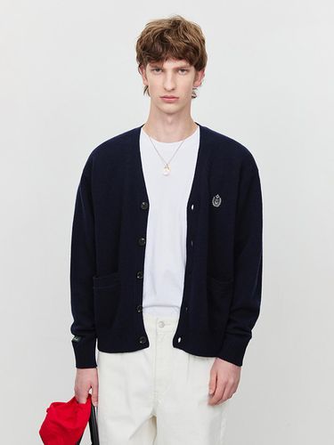 Unisex Essential Cotton-Blend Logo Cardigan [Deep Navy] (UDSW5A102N3) - Dunst for MEN - Modalova