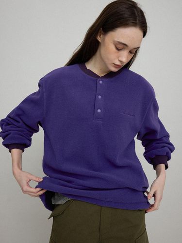 Fleece Henley Loose Fit Shirt [PURPLE] - L’EAU - Modalova