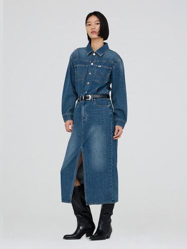 Collar Long Denim Shirt-Style dress [Indigo] - Wrangler - Modalova