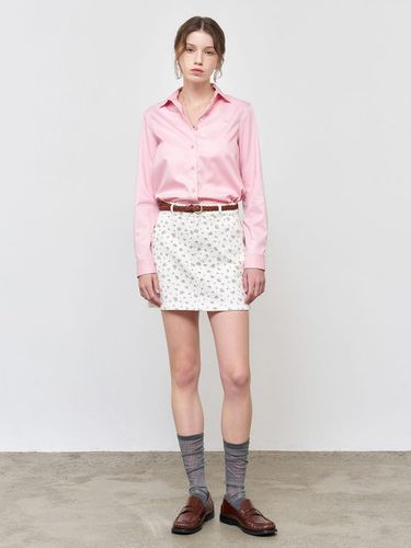 Flower Cotton Denim High Waisted Mini Skirt [beige] (WBE1L13501) - GENERAL IDEA - Modalova