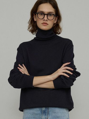 Semi-overfit Turtleneck Knit [Black] - L’EAU - Modalova