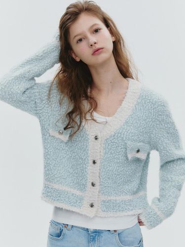 Boucle Tweed V-Neck Cardigan [Sky Blue] (MAFAKC06MSB) - marieclaire - Modalova