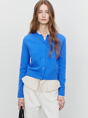 Essential Crewneck Wool Blend Cardigan [Blue] (UDSW5A209B2) - Dunst for WOMEN - Modalova