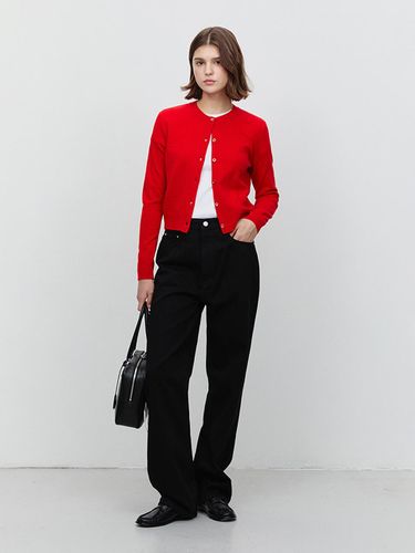 Essential Crewneck Lambswool Blend Cardigan [RED] (UDSW5A209R2) - Dunst for WOMEN - Modalova