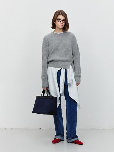 Unisex Semi-Overfit Button Detail Sweater [Melange Grey] (UDSW5A107G2) - Dunst for WOMEN - Modalova