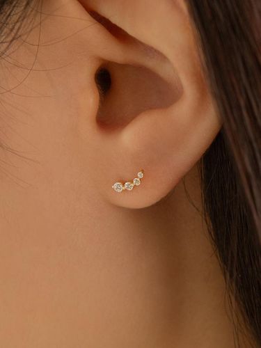 K Gold Curved Stone Piercing [Beige] (LFPI04) - LUNNE - Modalova