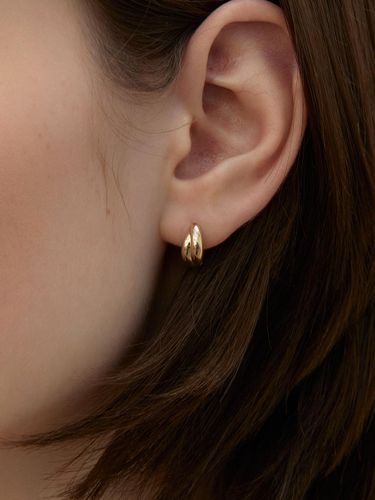 K Gold Wave One-Touch Ring Earrings (LFE24) - LUNNE - Modalova