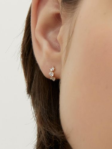 K Triple Brilliant One-Touch Ring Earrings (LFE21) - LUNNE - Modalova