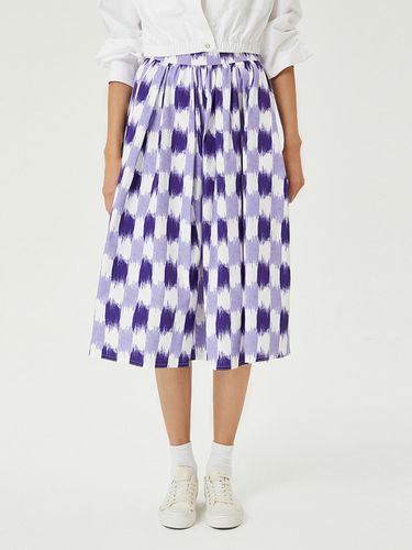 Print Pleated Elastic Waist Midi Skirt [Purple] (NADF7-WQS310_065) - comgen - Modalova