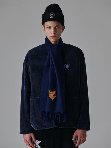 Berlin Patch Archive Padded Half Corduroy Cardigan [Navy] - beyondcloset - Modalova