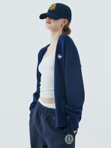 Cashmere Classic Logo Adjustable Cardigan [Navy] - beyondcloset - Modalova