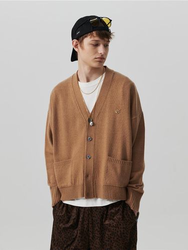 Classic Logo Cashmere Blended Semi-Oversized Cardigan [Camel] - beyondcloset - Modalova