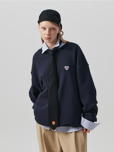 Heavy Weight Cotton Semi-Overfit Sweatshirt [Navy] - beyondcloset - Modalova