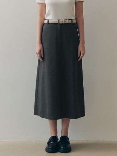 Herringbone Stretchy H-line Long Skirt [] - ZEROSTREET - Modalova