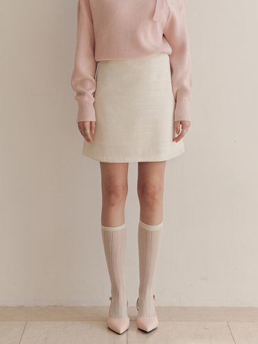 Luxurious A-line Tweed Skirt [Creamy] - ZEROSTREET - Modalova