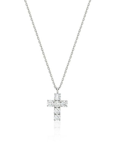 Lab Diamond Cross 10K Necklace [] (HL4N51427W) - hyeres-lor - Modalova