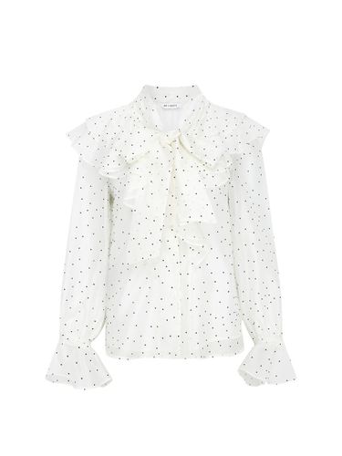 Dot Ruffle Tie-Neck Velvet Blouse (GR3A0BL131) - JJ JIGOTT - Modalova