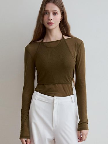 See-through Boatneck Layered Set [Light Brown] - ODER - Modalova
