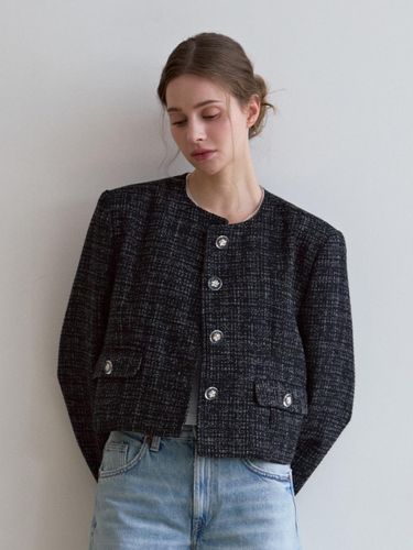 Clearbutton Tailored Tweed Jacket [Black] - ODER - Modalova