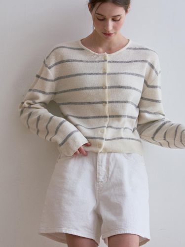 Stripe Wool Cashmere Cardigan [Beige] - ODER - Modalova