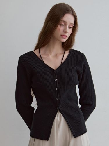 Neck Ribbon Two-Way Lightweight Cardigan [Black] - ODER - Modalova