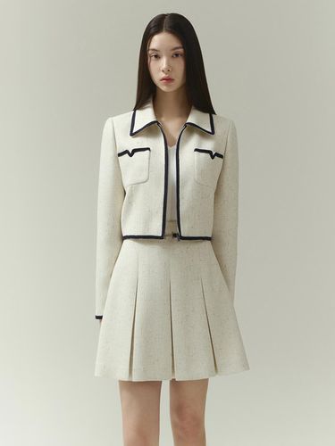 Tape Trim Cropped Tweed Jacket (ITP3YJK560) - IT MICHAA - Modalova