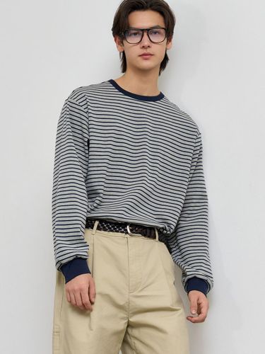 Basic Stripe Loose Fit Long Sleeve T-Shirt [MELANGE GREY] (SBE1U01005) - GENERAL IDEA - Modalova