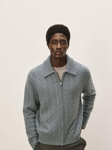 Cable Knit Cashmere Zip-up Jacket [Stone] (M43MJA007ST) - murray allan - Modalova