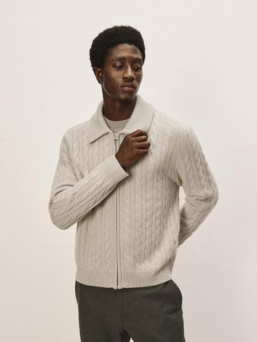 Cable Knit Cashmere Jacket [Shadow] (M43MJA007SD) - murray allan - Modalova