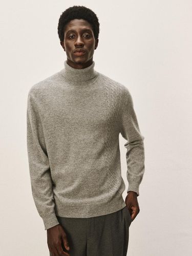 Cable Block Cashmere Turtleneck Pullover [Melange Grey] (M43MPU003MG) - murray allan - Modalova