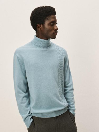 Cable Block Turtleneck Cashmere Pullover [Blue Grey] (M43MPU003BY) - murray allan - Modalova