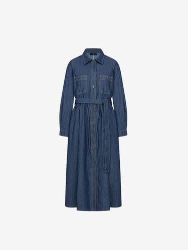 Belted Flare Long Denim Dress (VKOKB7501) - ISABEY - Modalova