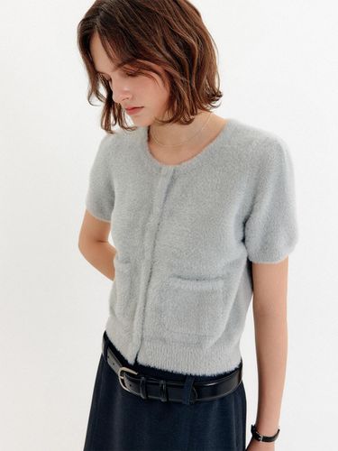 Peony Puff Textured Knit Top [Grey] - LOOKAST - Modalova