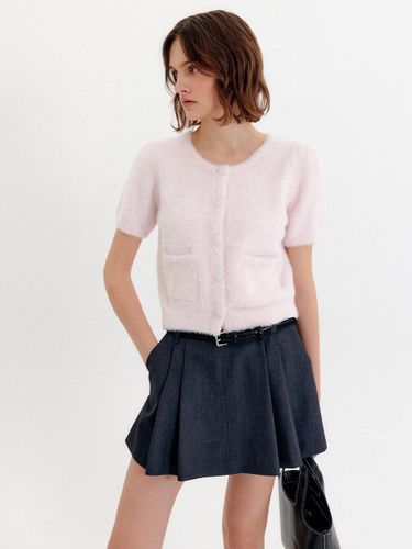 Peony Puff Hairy Textured Knit Top [PINK] - LOOKAST - Modalova