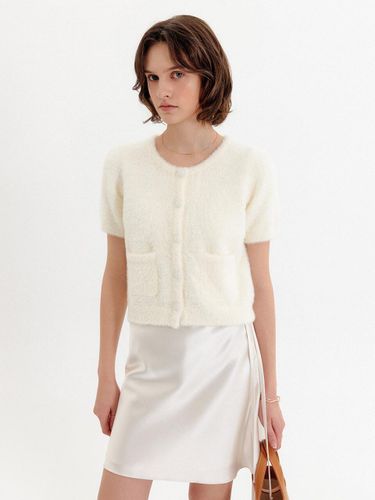 Peony Puff Hairy Luxurious Knit Top [Ivory] - LOOKAST - Modalova