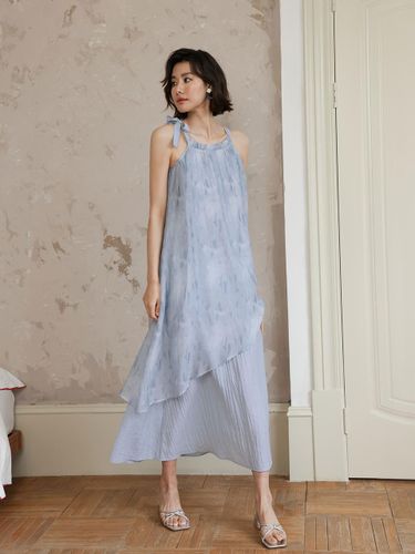 Halter Neck Lined Flowing Dress [BLUE] - LANGSON - Modalova