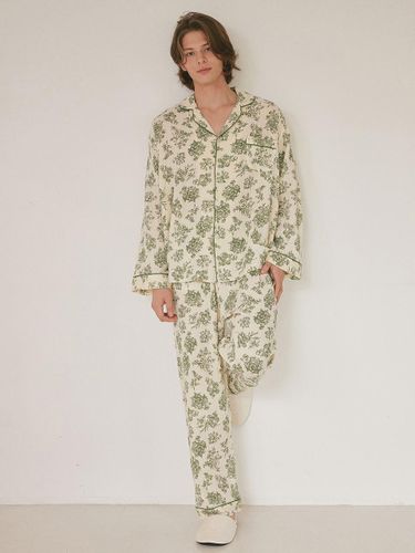 Double-Layer Gauze Cotton Long Sleeve Collar Two-Piece Pajama Set - LUNALUZ STUDIO - Modalova