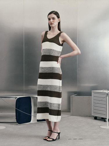 Striped Knit Sleeveless Dress [BROWN] - itte - Modalova