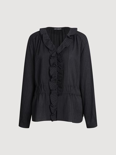 Frill Point Long-sleeve Textured Blouse [] (LFSAS25220BKX) - LUCKY CHOUETTE - Modalova