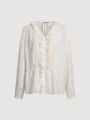 Frill Points Long-sleeve Textured Blouse [Light Beige] (LFSAS25220BEL) - LUCKY CHOUETTE - Modalova