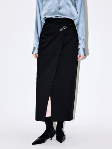 Belted Wrap A-line Long Skirt - MOONT - Modalova