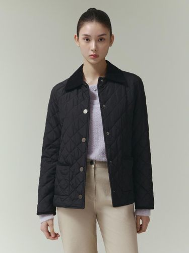 Diamond Quilted Lightweight Padded Belted Jacket [BLACK] (ITP2ZJK430) - itMICHAA - Modalova