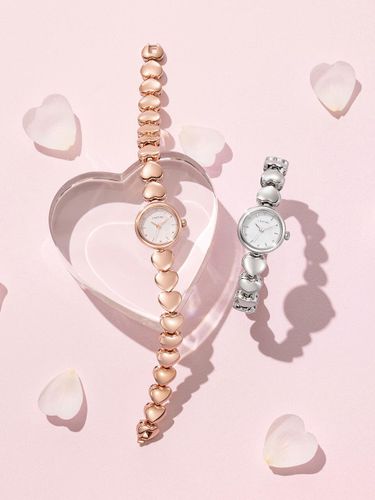 Heart Link Metal Bracelet Watch - J.ESTINA - Modalova