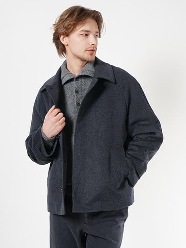 Wool Half Balmacaan Comfort Fit Coat [Dark Grey] - birbante - Modalova