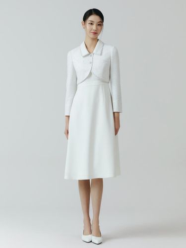 Color Block Tweed Slim Fit Midi Dress - IT MICHAA - Modalova