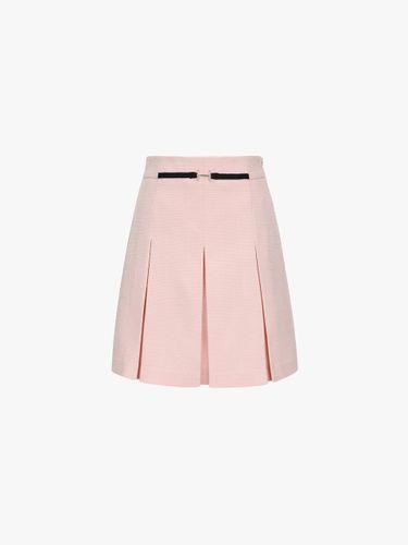 Color Block Pleated Tweed A-line Skirt [LIGHT PINK] (ITO5WSK410) - itMICHAA - Modalova