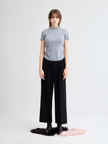 High Waist Wide Leg Polyester Pants [BLACK] - koolkitten - Modalova