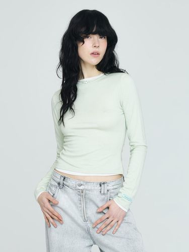 Basic Long Sleeve Tailored Fit T-shirt [GREEN] - INSTANTFUNK - Modalova