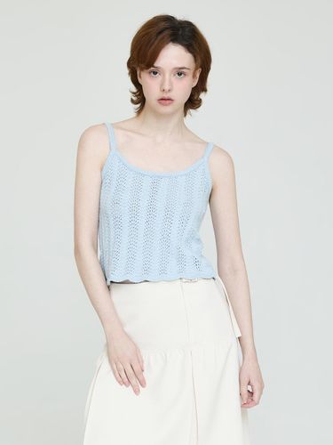 Cotton Linen Textured Sleeveless Top [Sky Blue] - INSTANTFUNK - Modalova