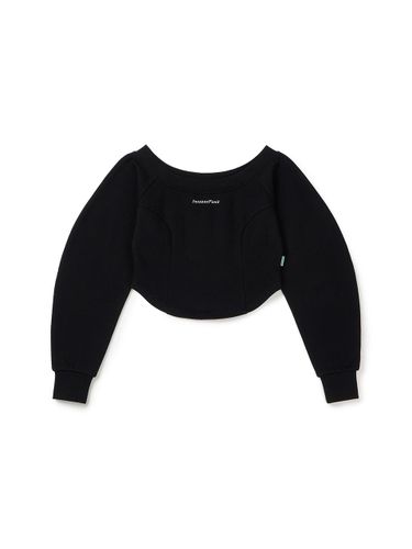 Off-shoulder Cotton Blend Sweatshirt [Black] - INSTANTFUNK - Modalova